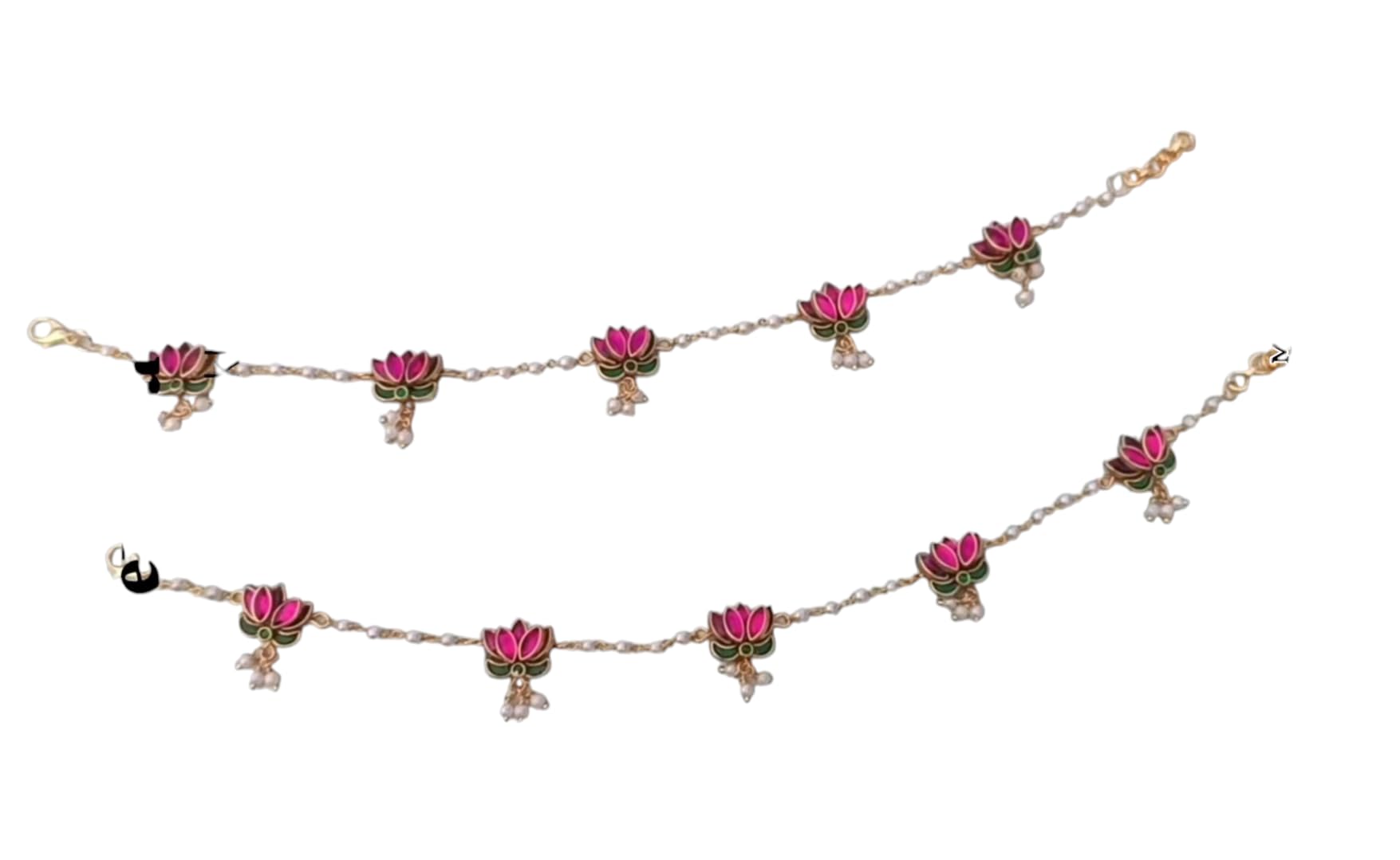 kundan fashion Traditional Gold-Plated Crystal Embellished Red Payal Anklets, Traditional Design-picture-1