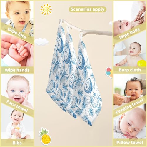 Image of vvfelixl Wine Beach Party Baby Burp Cloths Baby Muslin Washcloths for Boys Girls Cotton Babys Face Towel for Newborn Infants Soft and Absorbent 11.8 X 11.8 in, 5 Pack