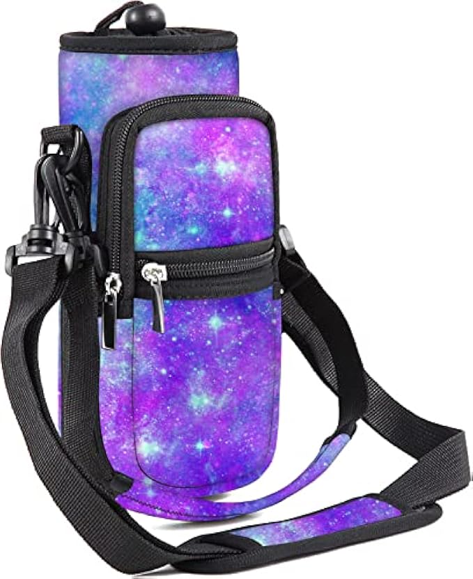 AORTDES 25/32/40/64OZ Water Bottle Bag Holder Carrier- Insulated Crossbody Sling Bag Case Sleeve with Strap and Pockets for Walking,Camping,Hiking,Travel