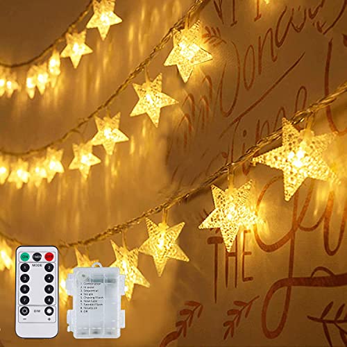 FANSIR Lichterkette Batteriebetriebene 10M 100Led Lichterkette Stern 8 Modi Wasserdichte Lichterketten Innen Außen Stimmungslichter Party Weihnachten Halloween Hochzeit Beleuchtungsdekor (Warmweiß) Cover