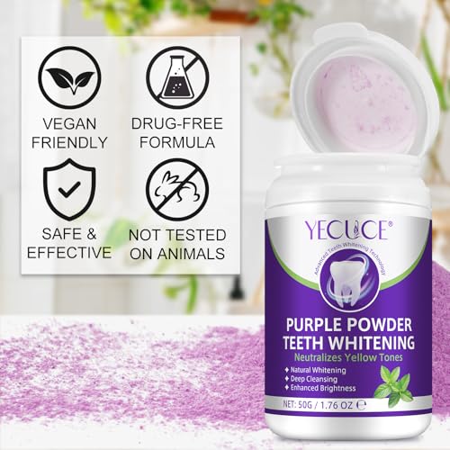 Violettes Zahnpulver, Zahnreparatur Mineralpuder, Zahnpasta In Pulverform, Neutralisiert GelbtöNe, Frischer Atem, StäRkt ZäHne Und Zahnfleisch, UnterstüTzt Die Mundgesundheit 50g