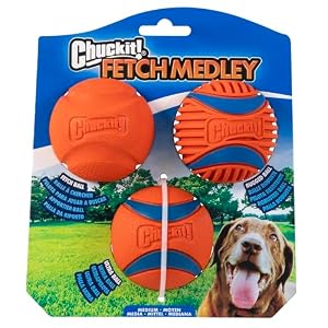 Chuckit! Dog Fetch Ball Medley, Medium, 3 Pack, Ultra, Rugged Balls Included