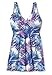Swimsuits For All Swim 365 Women's Plus Size Loop-Strap V-Neck Tummy Control Two-Piece Swim Dress - 28, Multi Color Leaves