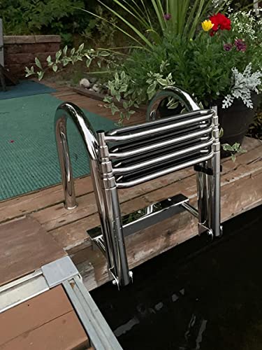 Escalera telescópica para bote de acero inoxidable premium, 4 peldaños miniatura 7
