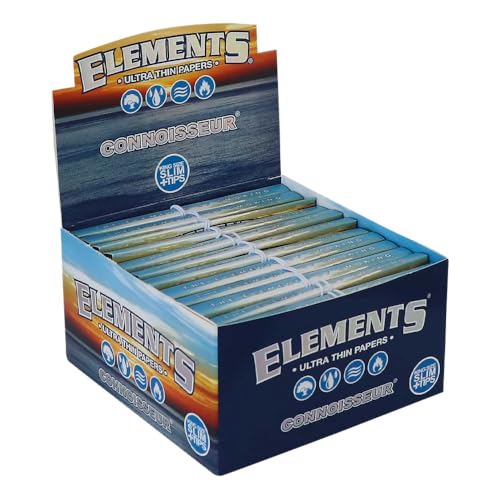 Elements Ultra Thin Rice Papers - Connoisseur King Size Slim Rolling Papers & Tips (110mm) - 32 leaves per pack