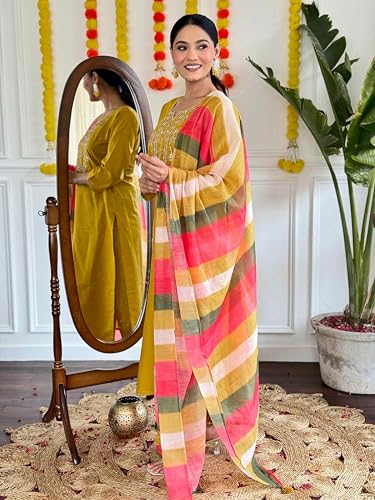 Image of Shiv Textiles Chanderi Solid Regular Kurta Sets for Women (JDA-ZIA-MUSTURD-S