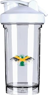 Jamaica Jamaican Flag 18 Ounce Shaker Bottle Drink Mixer Leak-proof Pre Workout Protein Shakes Meal Replacement Shakes Bottles 500ML/18 Oz White