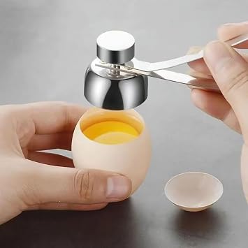 Boiled Egg Cutter, Egg Shell Opener, Egg Topper for Boiled Eggs, Stainless Steel Egg Topper, for Raw or Soft Hard Boiled Egg, Dishwasher Safe(Silver)