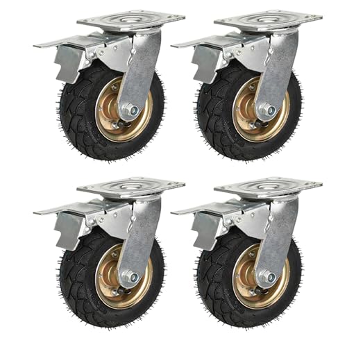 CynanzAnSial 産業用キャスター 重荷重用型 トロリー 車輪 4個セット 取替えホイール 輪直径Φ15cm 20cm 25cm 静音 衝撃吸収設計 ゴム車輪 高耐久 耐候性 二重ボールベアリング内蔵 工場 倉庫 家具 物流設備対応 汎用 台車 手