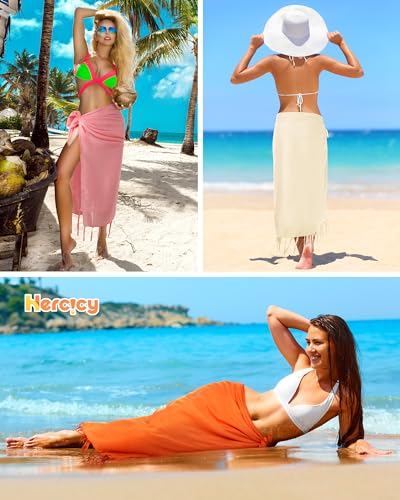 Hercicy 6 Pieces Women Beach Long Sarong wrap Coverups Batik Wrap Pareo with Tassel for Women Sarong for Beach(Bright Colors) - Image 7