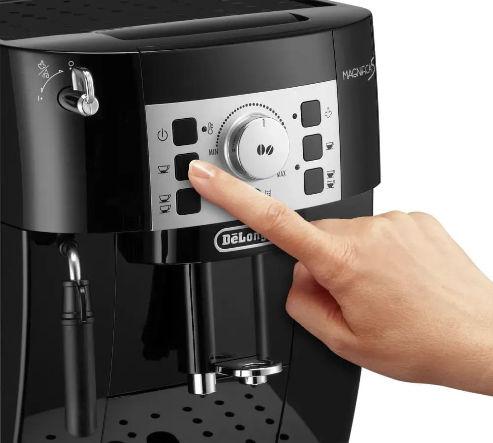 De'Longhi Magnifica S ECAM22.140.B, Máquina de Café en Grano Automática con Recetas, Panel de Control Simple, Aroma y Cantidad Personalizables, Espumador Manual de Leche, Botón para 2 Tazas, Negro
