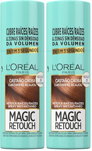 L'OREAL PARIS Magic Retouch Spray Retoca Raíces y Canas Castaño Caoba 75ml (Paquete de 2)