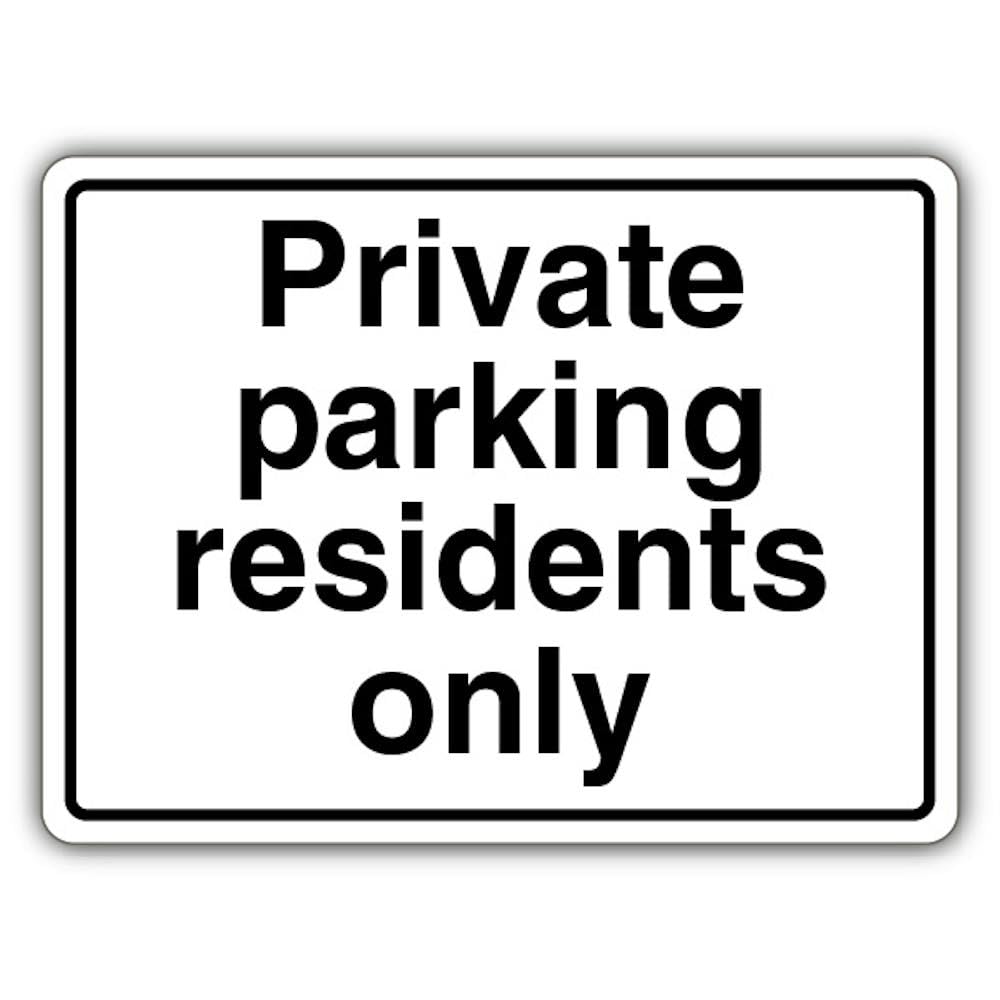 V Safety Private Parking Residents Only - Landscape Safety Sign - 600 x 450 mm - 3mm Aluminium Composite