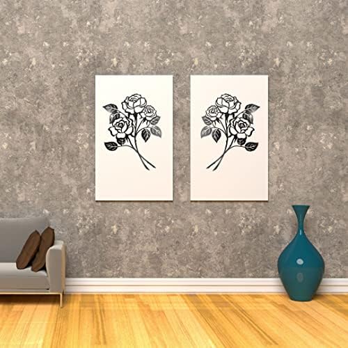 SOBLUING Metal Rose Flowers Wall Decor, Metal Wall Sculpture for Patio Balcony, Black Metal Rose Flowers Wall Decor Art for Living Room Bathroom Bedroom Dining Room