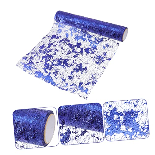 Nappe bleu et chemin de table macramé noir anti-tache en polyester résistant - 8