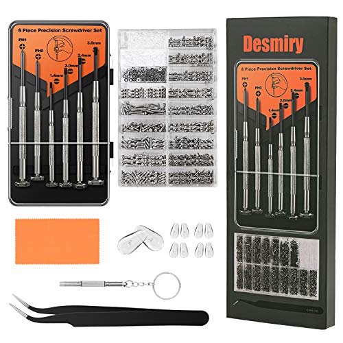 Eyeglass Repair Kit, redting Sunglasses Repair Kit with 1110pcs Eyeglass Screws Include 5Pairs Nose Pads, Precision Screwdriver Set and Tweezers for Eyeglasses,Watch Repair of various gadgets (Orange)