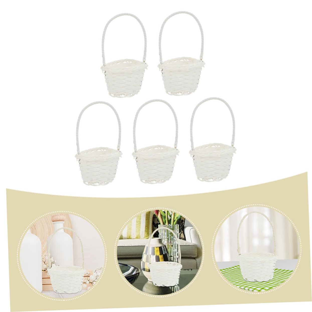 Cabilock 15pezzi Cesta Intrecciata Rattan Per Frutta e Verdura Da Stile Rustico Per Cucina e Decorazione Casa Piccole Borse Portatili Per Raccolta e Stoccaggio