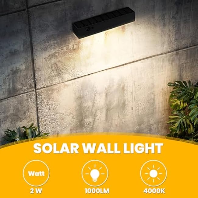 Solar Wall Lights Outdoor, 4000K 1000LM No-Wiring Solar Sign Light Outdoor with Motion Sensor, Dusk to Dawn Solars Light for House Numbers, Outside, Address