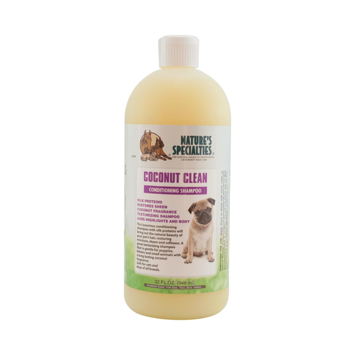 Nature's Specialties Coconut Clean Conditioning Dog Shampoo - Texturising Shampoo with Conditioners - Silk Proteins to Restore Moisture, Sheen & Softness to Coat - Coconut Fragrance, 946ml