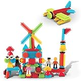Picasso Toys 116pc Hedgehog Construction Building Blocks Toy Set Interlock Tiles with Idea Book, 4 Action Figure Characters, 4 Decorative Eyes STEM Learning Kit Playset for Boys Girls 3 and Up PTB116
