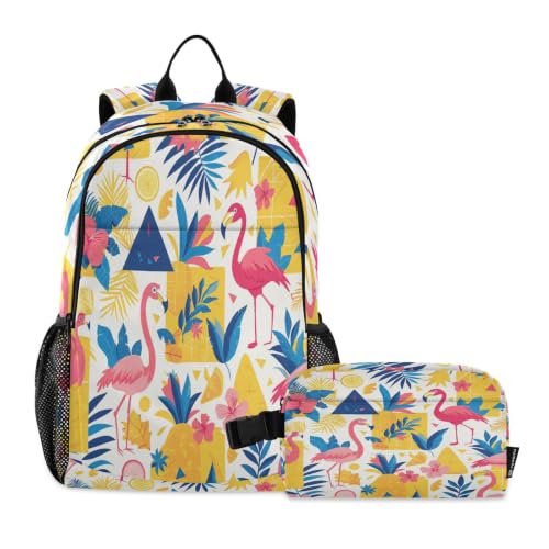 Sac à dos étudiant pour voyage enfant et grand sac d'école à motif flamant
