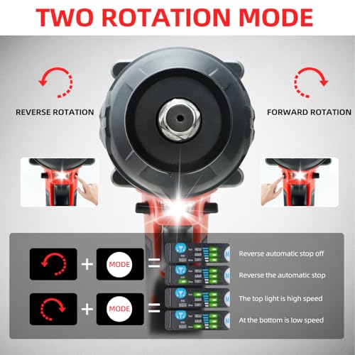 20V Cordless Impact Wrench 1/2'', Compatible with Makita 18V Battery, Maximum Torque 605 Foot-Pound, Brushless Motor, Max 3200RPM, 2 * 4.0 Ah Battery and Charger in Combo Kit - Image 4