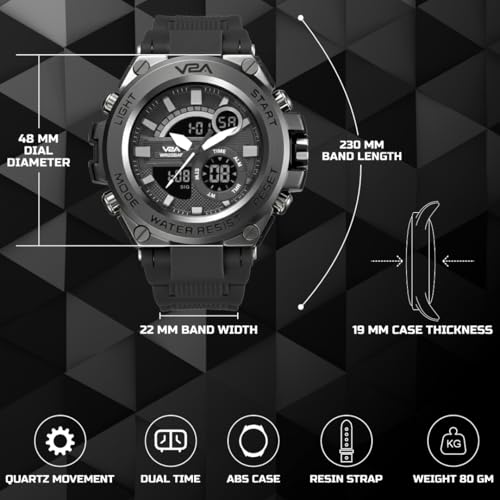 V2A Stryke 1706A Black Chronograph Sports Watch Black-Gray - Image 3