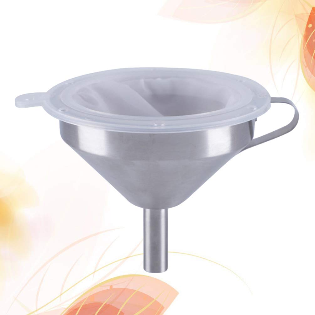 Cabilock Filter Funnel Wine Filtering Kit Fine Mesh Filter Bags Cooking Strainer Flask Funnel Metal Strainer Food Filter Screen Funnel with Strainer Kitchen Skimmer Large White