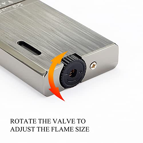 Yeuligo 2 Pack Double Flame Torch Lighter Butane Refillable,Classic Pocket Lighters With Visible Window,Adjustable Jet Torch Lighter,Butane Lighter For Men And Women,Without Butane(Brushed Grey) #TOP1