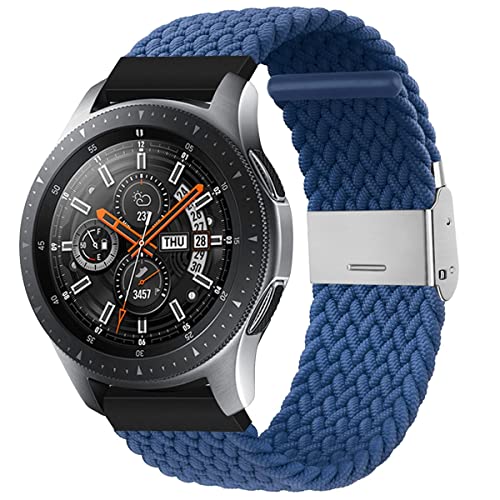 Pnakqil Bracelet Montre Elastiques Tressée pour Samsung Galaxy Watch 3 20mm,NATO Homme Femme Bracelet Élastique Nylon de Remplacement,Montre Bracelet avec Acier Inoxydable Boucle Étanche,Bleu Marine Cover