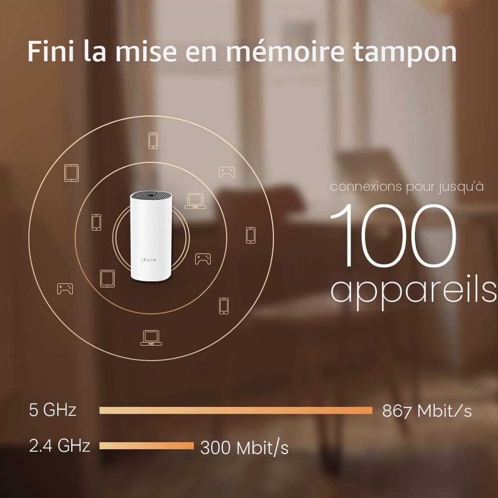 TP-Link Deco M4 (2-pack) Systèmes WiFi Mesh performant - Contrôle parental - Ports Ethernet Gigabit - Couverture WiFi jusqu'à 260m2 - Compatible avec Amazon Alexa et IFTTT