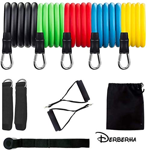 Derberha Resistance Bands Set for Women Men Exercise Bands with Handles, Training Tubes
