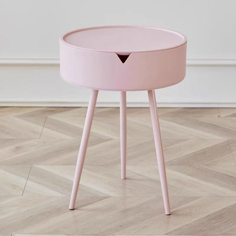 Mesa auxiliar redonda con almacenamiento, diseño moderno para espacios pequeños, perfecta para sala de estar o dormitorio