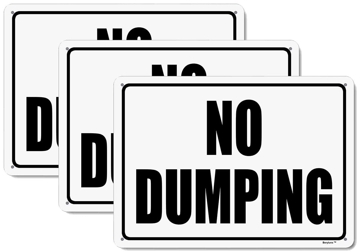 3 Pack 12"x8" No Dumping White Background Black Rust Free Aluminum, Fade Resistant Metal Signs for Business for Home for Door Outdoor
