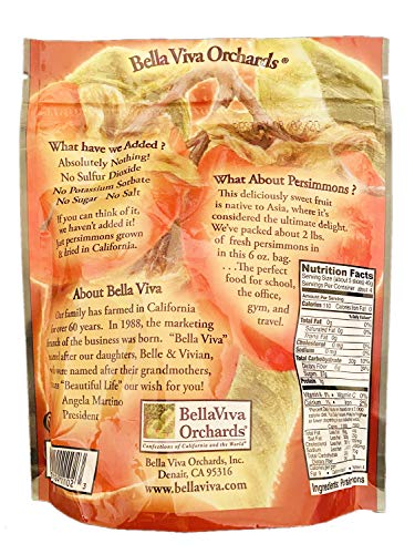 Bella Viva Orchards Persimmon Slices 6 Oz! Pure And Natural Dried Persimmon! Fat Free, No Sugar Added, High Fiber & Sulfite Free! Loaded With Vitamins And Beta Carotene That Looks And Tastes Amazing! - Thumbnail 2