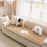 Cshionary Couch Cover for Dogs, Washable Dog Couch Cover for 3-Cushion Sofa - Soft Plush Pet-Friendly Furniture Protector with Non-Slip Backing (Light Brown, 150x70cm)