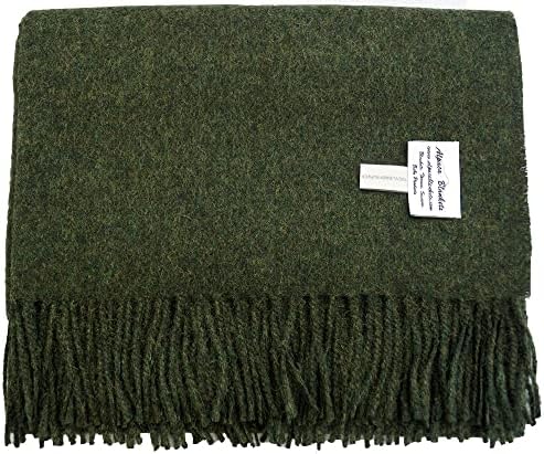 100% Baby Alpaca Throw Blanket, Our Solid Color Throw/Afghan, Dark Moss