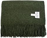 100% Baby Alpaca Throw Blanket, Our Solid Color Throw/Afghan, Dark Moss
