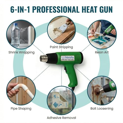 Image of Delivery Pax 2000W Heat Gun Machine with Shrink 10inch x 10m | Heat Gun for Shrink Wrapping | Heat Gun Machine | Hot Gun Machine for Packing| Hot Air Gun Machine for paint and sticker removal
