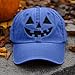 Unisex Autumn Style Print Hat Halloween Pumpkin Face Baseball Hat Breathable Beach Casual Fashion Travel Cap Blue