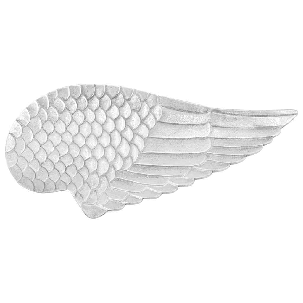 Kosz na owoce, zestaw 2 sztuk, z aluminium, srebrny, wysoki połysk, 40 x 18 x 2,5 cm, w kształcie skrzydełka, do dekoracji owoców, na stolik kawowy w formie bufetu