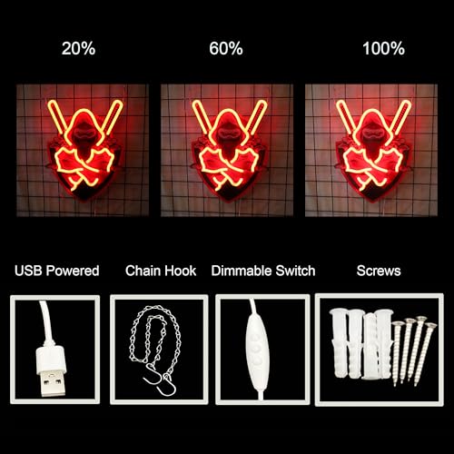 Image of Red Ninja Led Neon Sign Light Pop art Neon Sign Led Light Up Sign Room Wall Decor Man Gaming Room, Kids Room, Bar Decoration, Birthday Party Gifts