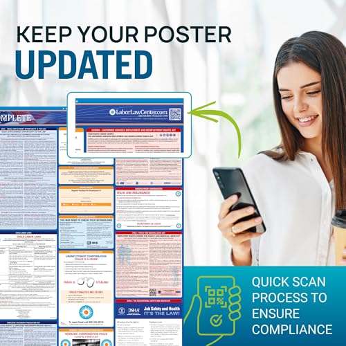 Image of Florida 2026 Labor Law Poster - State & Federal Compliance - OSHA, EEOC, FMLA, Minimum Wage - Durable, Laminated & Waterproof Workplace Employment Poster - Made in USA - 26 inch x 39.5 inch, English, 2-Pack