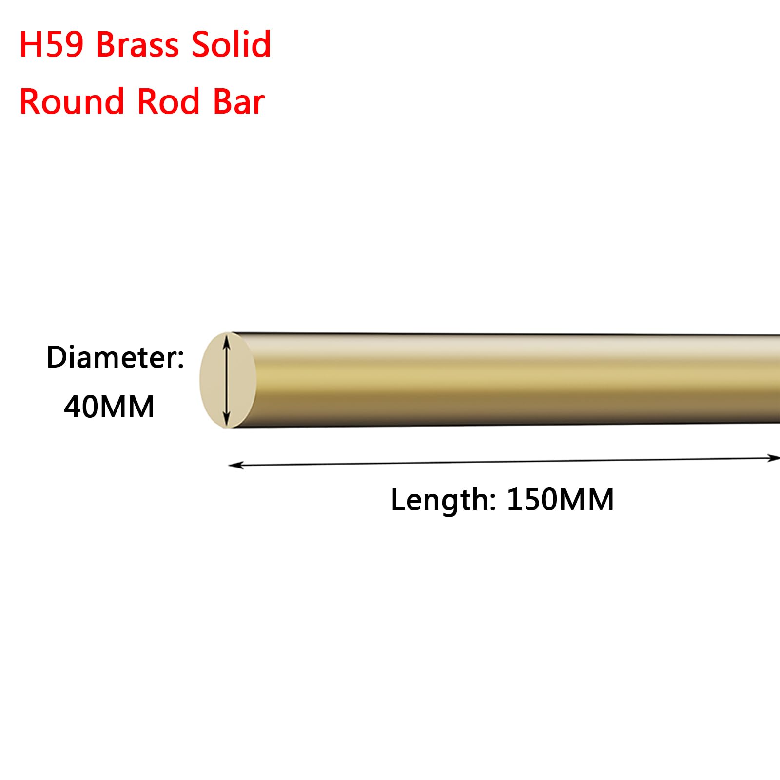 Runder Massiver Messingstab, Länge 150 Mm, Drehbankstange, Hervorragende Dehnbarkeit, Leicht Zu Schneiden, Schweißdurchmesser 20–45 Mm/Diameter 40Mm
