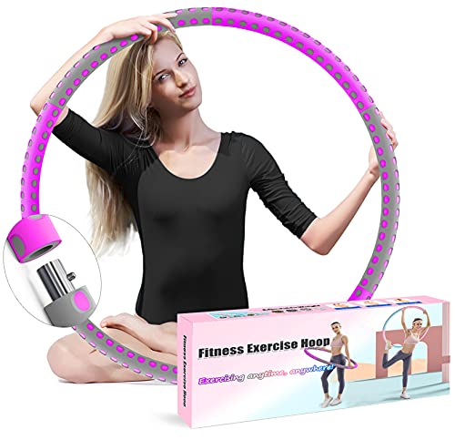 Exercise Hoop for Adults, Weighted Stainless Steel Workout Hoops with Thicker Soft Foam , Professional Exercise Hoops for Weight Loss ,Fitness (A. Purple & Grey)
