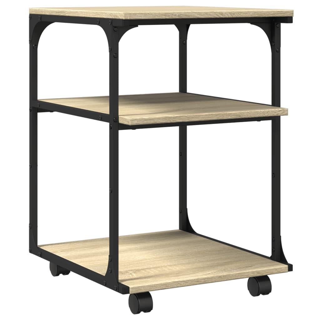 vidaXL Soporte de Impresora 3 Niveles Roble Sonoma 43x48x64 cm, Mesa de Impresora, Mesa de Impresora de computadora, Soporte de Impresora con Almacenamiento