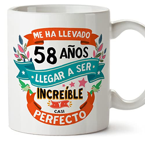 MUGFFINS Tazas 58 Cumpleaños - En Español - Me ha llevado 58 años llegar a ser increíble - 11 oz - Regalo original y divertido