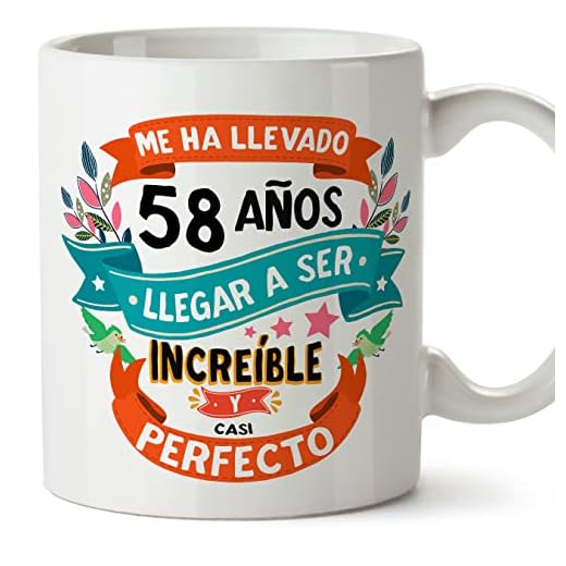 MUGFFINS Tazas 58 Cumpleaños - En Español - Me ha llevado 58 años llegar a ser increíble - 11 oz - Regalo original y divertido