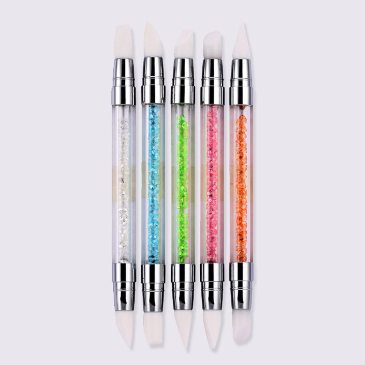 FRCOLOR 15pezzi Pennello Per Nail Art Con Diamante e Testa Doppia Strumenti Manicure Silicone Per Disegno Unghie Per Artisti Del e Appassionati Di Nail Art