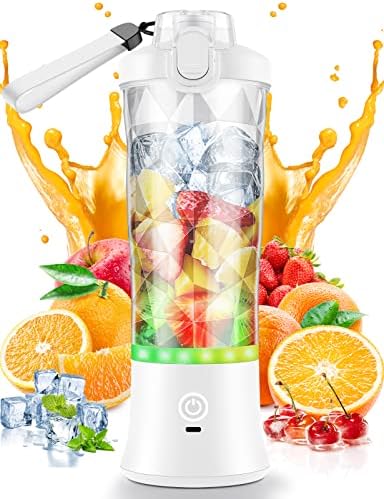 Portable Blender, 20 Oz Personal Blender for Shakes and Smoothies with 6 Blades, Small Fresh Juicer Portable Blender Cup Rechargeable BPA-Free, Mini Blender Portable for Travel/Office/Home/Gym/Camping
